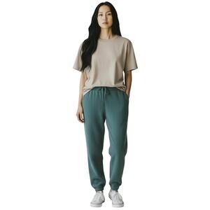 Forever 21 Women's Terrycloth Jogger Sweatpants S Green Drawstring Loungewear